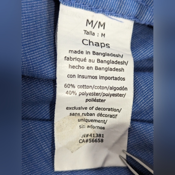 CHAPS Easy Care Blue Button Down Long Sleeve Dress Shirt Men's Size Medium - Picture 7 of 7